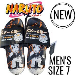NEW Naruto Anime Ramen Men’s Size 7 Slippers Sandals Slides Shippuden Ichiraku R